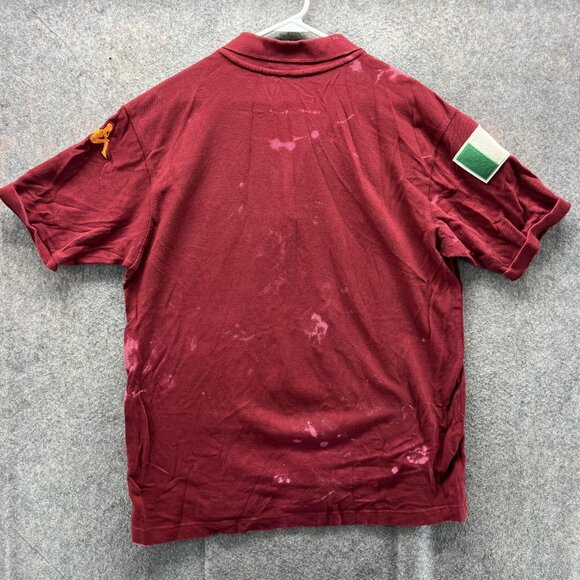 Robe Di Kappa Roma Polo Shirt Mens XL Maroon Italy Flag Soccer Chenille - Picture 2 of 11